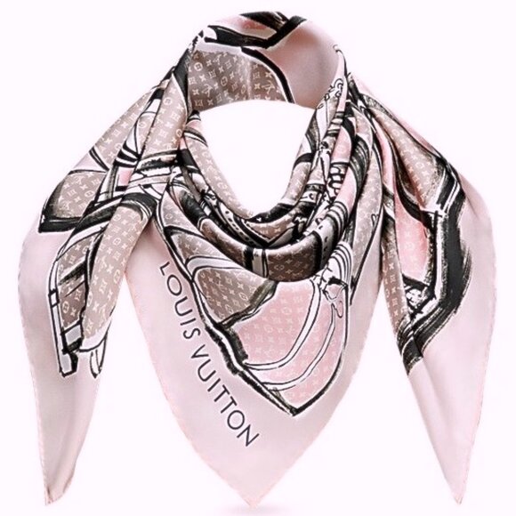 New Louis Vuitton Scarf Trunks & Luggage Monogram Pink Silk Wrap - Picture 1 of 15